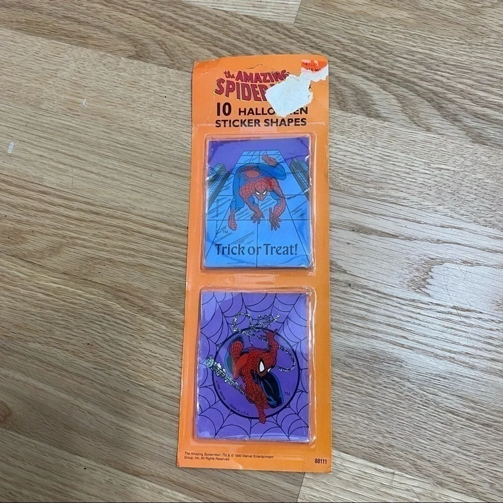 Vintage Amazing Spiderman Halloween Sticker Shapes NEW Favor Treat Toy